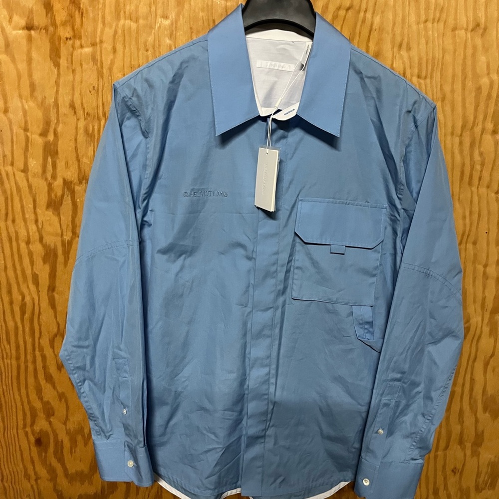 Helmut Lang Mens Placid Blue Dress Shirt